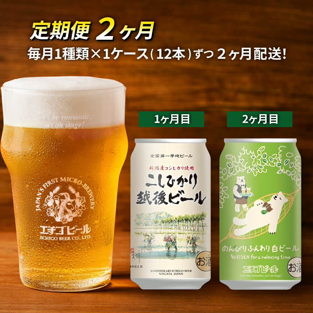 【ふるさと納税】【定期便2ヶ月】エチゴビール【1ヶ月目】こしひかり越後ビール350ml缶×12本【2ヶ月目】のんびりふんわり白ビール350ml缶×12本 地ビール ビール 全国第一号 クラフトビール 350ml 缶 12本 酒 人気 新潟 定期便 2回 お楽しみ サムネイル2