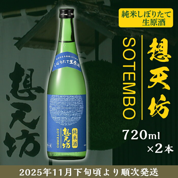 新潟 日本酒 H4-50B想天坊 純米しぼりたて生原酒 720ml×2本【河忠酒造】（2025年11月下旬以降発送）