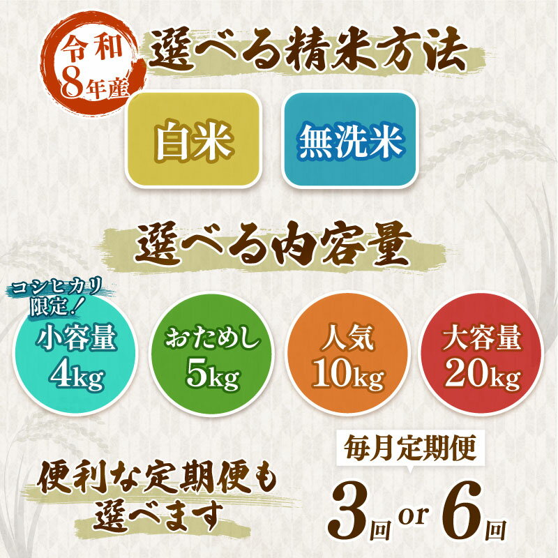 【ふるさと納税】 7年 8年 新潟県産 コシヒカリ こしいぶき 新之助 選べる 配送月 容量 4kg 5kg 10kg 20kg 単品 定期便 5kg 10kg 3回 6回 精米 無洗米 四代目 悠助 コンテスト入賞 米 新米 定期便 新発田 新潟 D71P - 画像3