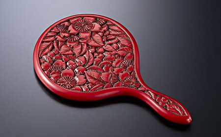 【ふるさと納税】D4030 村上木彫堆朱 手付き姫鏡 桜文 サムネイル2