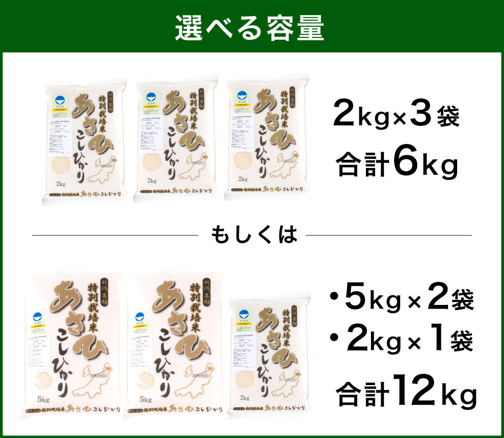 【ふるさと納税】【令和7年産米】【選べる容量】 新潟県 村上市産 特別栽培米 コシヒカリ 合計6kg（2kg×3袋） もしくは 合計12kg （5kg×2袋・2kg） お米 精米 白米 ご飯 ごはん A4033 B4029 - 画像3