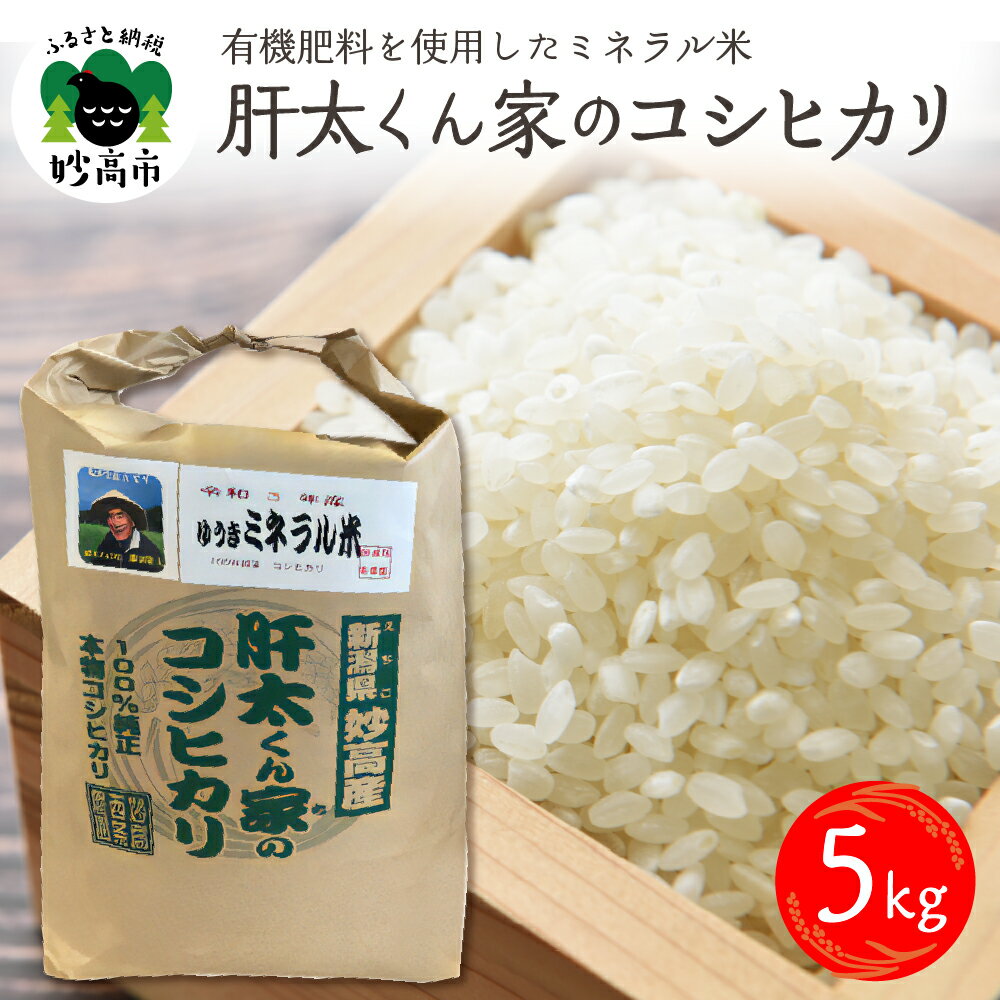 令和7年産 肝太くん家の コシヒカリ 5kg【10月より発送】新潟県 ミネラル米 有機肥料使用 お米 米 コメ 白米 天然 はさかけ 天日乾燥 精米 送料無料 お取り寄せ 妙高市