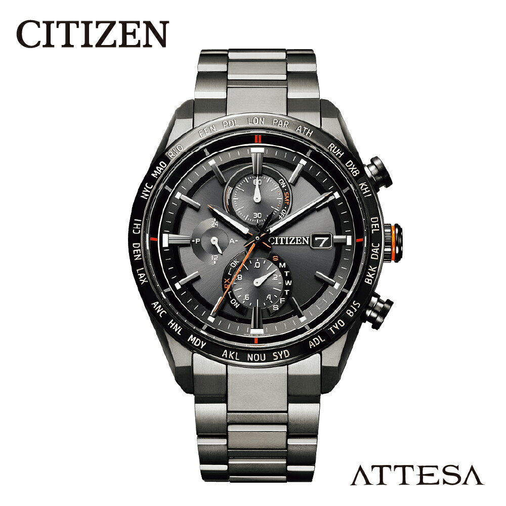 【CITIZEN】 アテッサ AT8185-62E シチズン 腕時計 メンズ ブラックチタンシリーズ 光発電 エコ・ドライブ ソーラー 電波受信 防水 クロノグラフ デュラテクトDLC スーパーチタニウム サファイアガラス メーカー保証 新潟県 妙高市