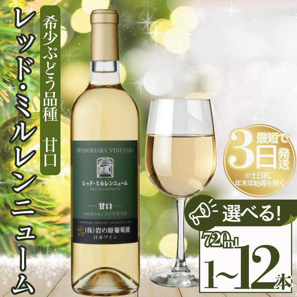 【ふるさと納税】ワイン 岩の原ワイン レッド・ミルレンニューム 1本 2本 3本 6本 12本 希少ぶどう品種 甘口 お酒 希少 ぶどう 岩の原 新潟 上越　お届け：7日以内にお届けします。 サムネイル2