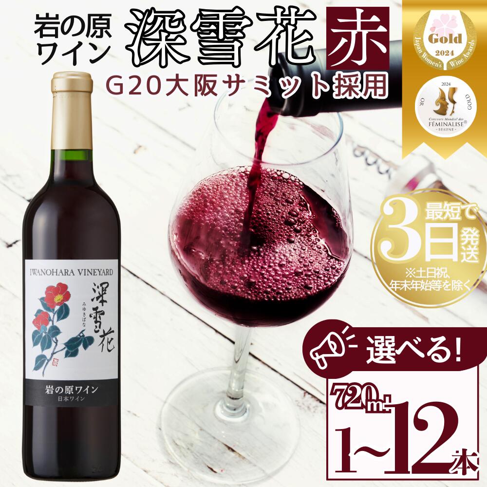 【ふるさと納税】ワイン G20大阪サミットワーキングランチ採用 岩の原ワイン 深雪花 赤 1本 2本 3本 6本 12本 各720ml　お届け：ご入金確認後、7日以内にお届けします。 サムネイル2