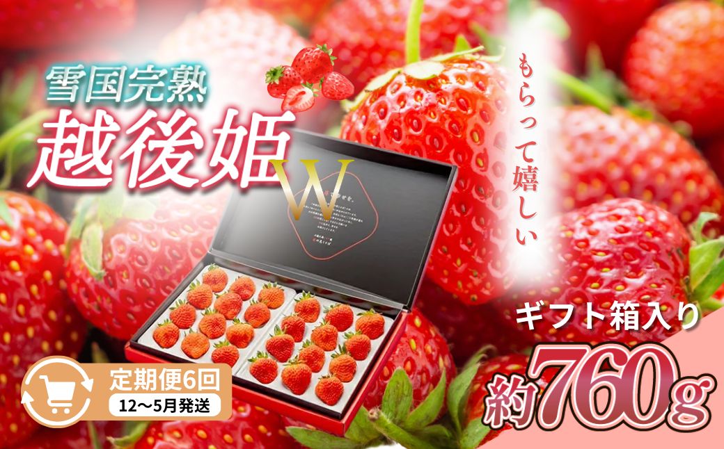 【ふるさと納税】定期便 6回【12～5月発送】いちごの定期配送 雪国完熟いちご越後姫 ダブル（約760g×全6回） 越後姫 いちご　お届け：12月～5月の月1回お届けいたします。 サムネイル2