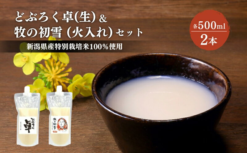 【ふるさと納税】日本酒 どぶろく 卓 (生) 500ml×1本と牧の初雪 (火入れ) 500ml×1本 セット パウチ容器 冷凍 お酒 酒 アルコール　お届け：ご入金確認次第順次発送いたします。 サムネイル2