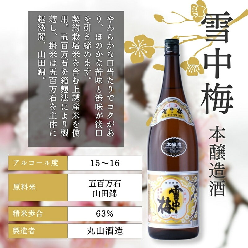 【ふるさと納税】酒 雪中梅 本醸造1800ml2本 お酒 日本酒 アルコール ギフト 新潟 上越　お届け：入金確認後、順次発送 サムネイル3