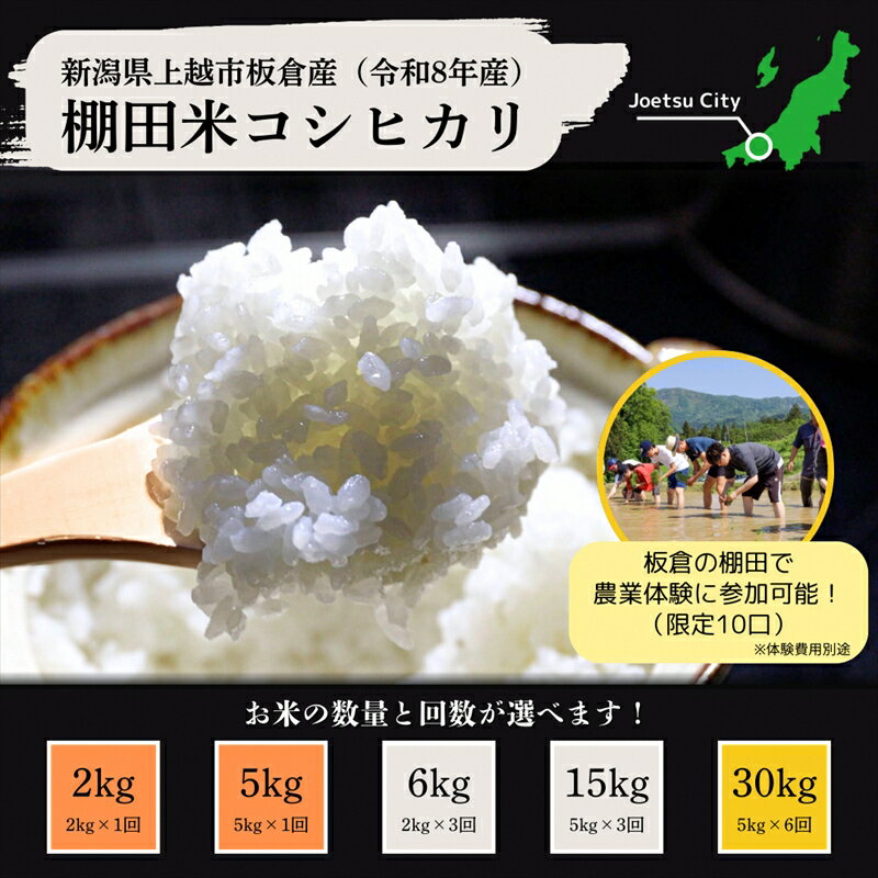 【ふるさと納税】【農業体験参加可能】 令和8年産 先行予約 新米 上越市 板倉区 棚田米 コシヒカリ 2kg 2キロ 5kg 5キロ 15kg 15キロ 30kg 30キロ 精米 定期便 新潟県産 米 お取り寄せ ブランド米　お届け：令和8年産：2026年11月上旬より順次発送いたします。 - 画像2
