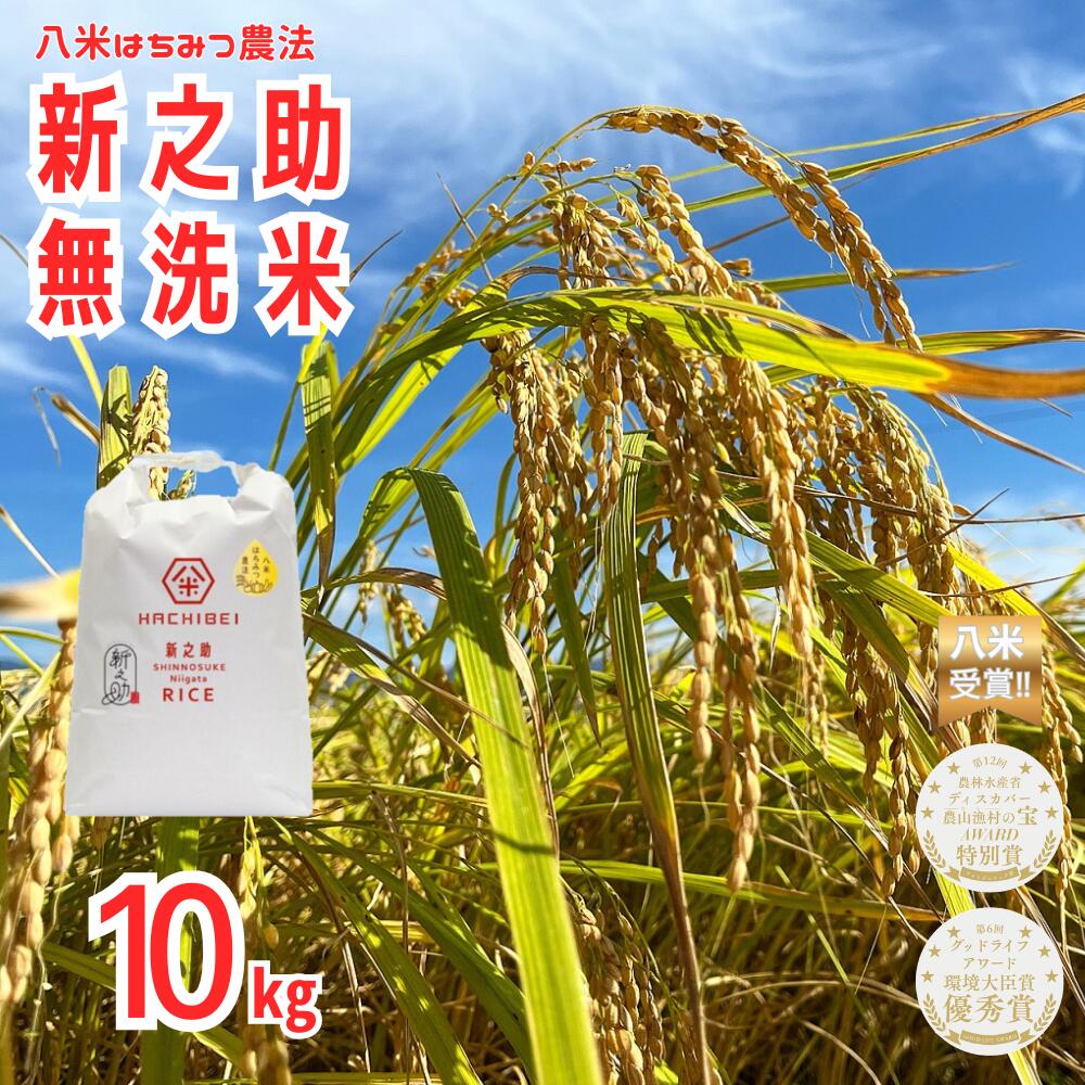 【令和7年産】【環境大臣賞受賞】【特別賞受賞】無洗米 新之助 10kg 農家直送 ほんのり甘い「はちみつ農法」 白米 精米 HACHIBEI 八米