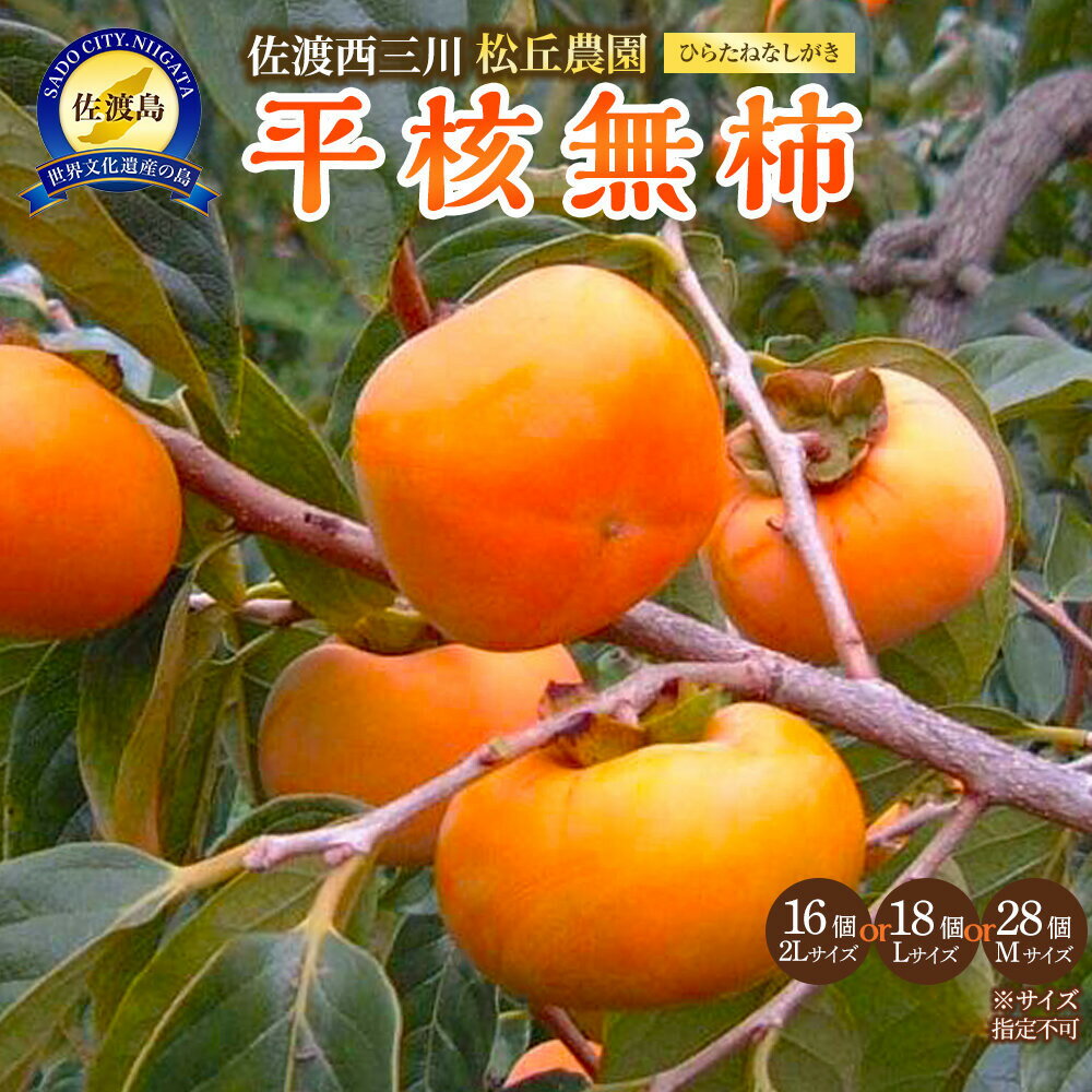 【先行予約】佐渡・松丘農園の「平核無柿（ひらたねなしがき）」2Lサイズ16個またはLサイズ18個またはMサイズ28個（サイズ指定不可）