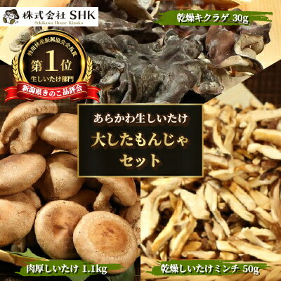 あらかわ生しいたけ　大したもんじゃセット(生しいたけ、乾燥しいたけミンチ、乾燥キクラゲ)【配送不可地域：離島】【1442540】
