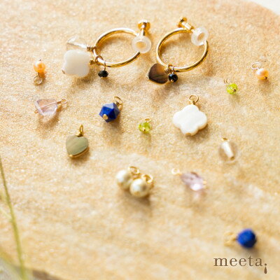 淡水パールとラピスラズリほか天然石12種の着せ替えフープイヤリングセット【配送不可地域：沖縄県】【1479522】