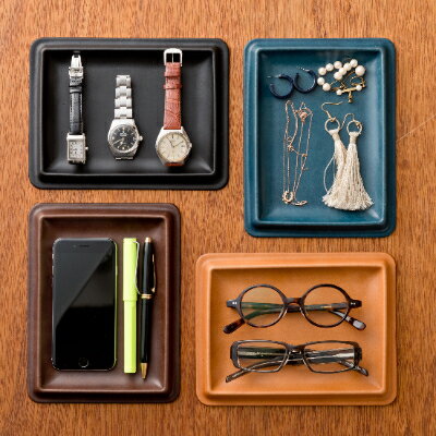 【ふるさと納税】colm レザートレイ　Lサイズ　ブラック　「立体成型で作った本革製トレイ」【1232565】 サムネイル3