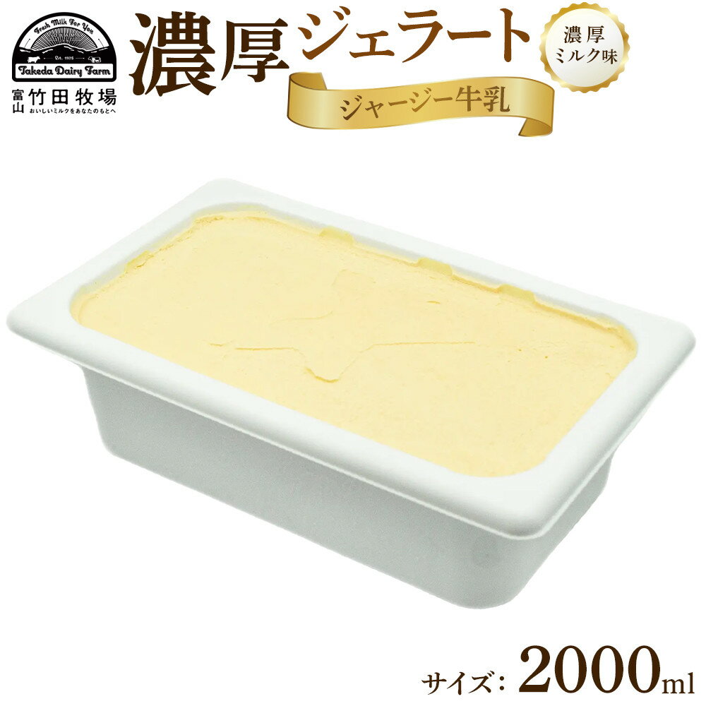 ジャージー牛乳の濃厚ジェラート！竹田ジェラート｜濃厚ミルク味｜2000ml | 大容量 アイス ジェラート ミルク 竹田 富山 スイーツ デザート お取り寄せ 濃厚アイス 牧場スイーツ スイーツギフト 高級 乳牛ジェラート ミルクアイス 人気 おすすめ 送料無料