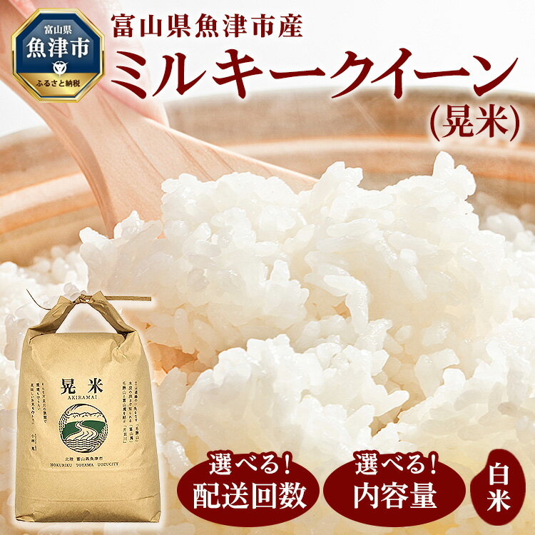 ＼選べる内容量・配送回数／【定期便】【令和7年度米】【農家直送】環境配慮「魚津のミルキークイーン（晃米）」（白米） ｜ MK農産 白米 銘柄米 ブランド米 ご飯 ※北海道・沖縄・離島への配送不可