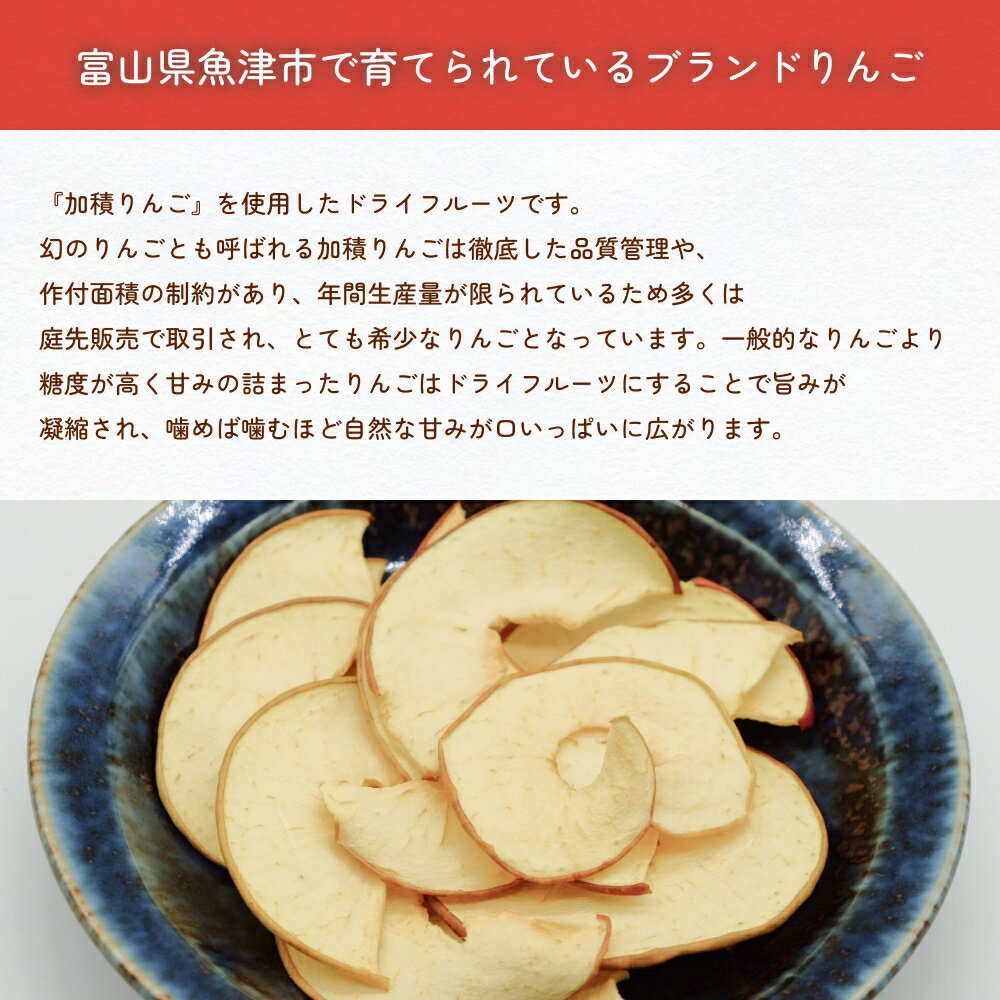 【ふるさと納税】幻の加積りんごを使ったドライフルーツ 15g×2個 富山県 氷見市 ドライリンゴ 林檎 砂糖 不使用 サムネイル2