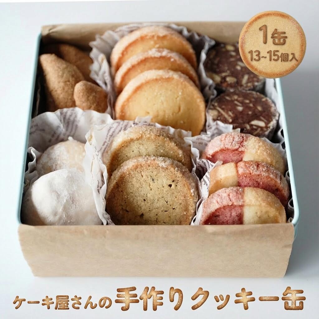 ケーキ屋さんの手作りクッキー缶 ＜クッキー 詰め合わせ 13個-15個＞ | クッキー缶 焼き菓子 洋菓子 ギフト お取り寄せ かわいい プチギフト