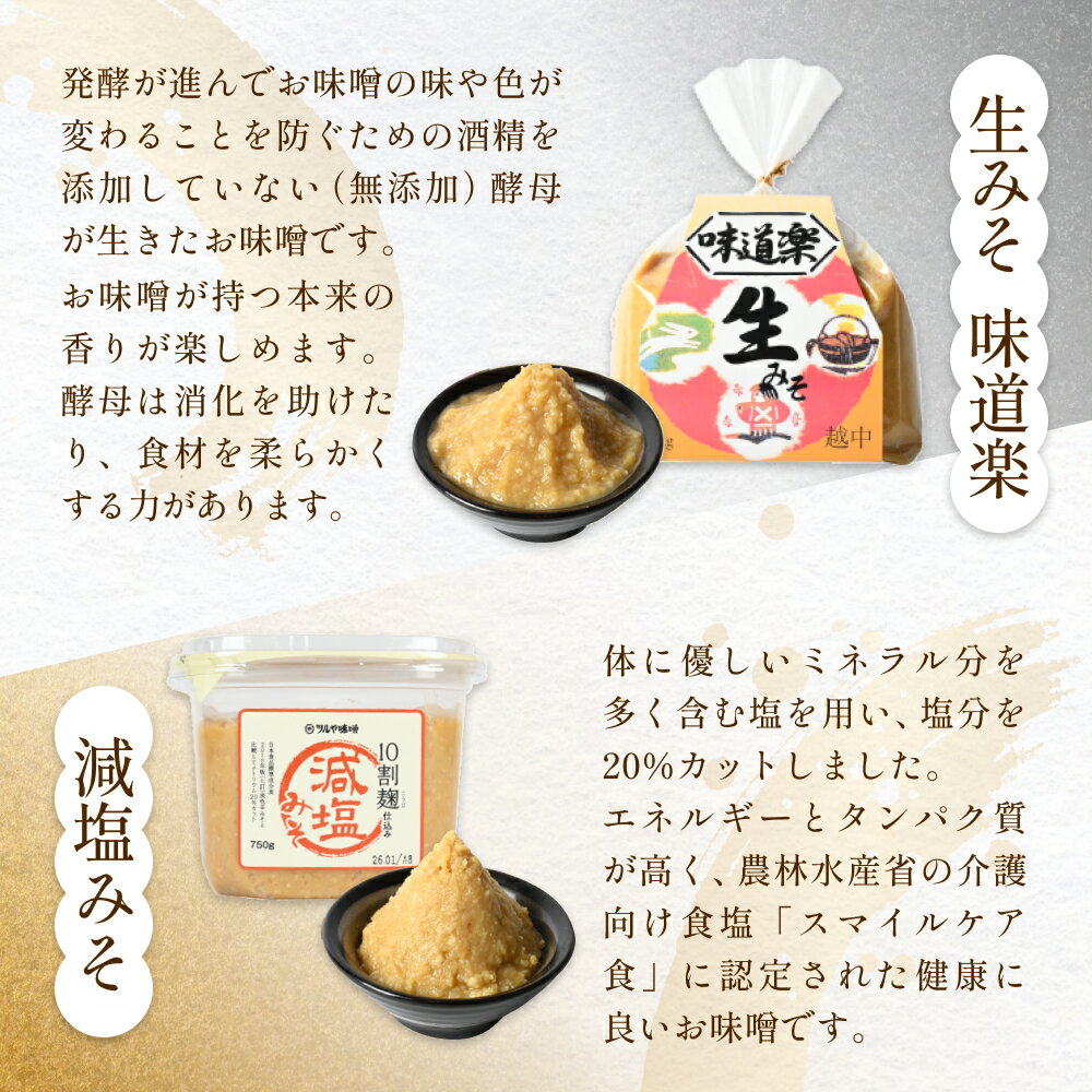 【ふるさと納税】ツルヤ味噌　お試し4種食べくらべ こうじ味噌 グルテンフリー 発酵 味噌汁 朝食 熟成 富山県 氷見市 - 画像3