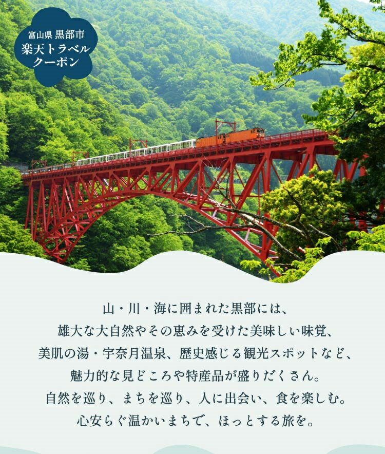 【ふるさと納税】富山県黒部市の対象施設で使える 楽天トラベルクーポン 寄付額100,000円(クーポン30,000円)　 富山 北陸 宿泊 宿泊券 ホテル 旅館 旅行 旅行券 観光 トラベル チケット 旅 宿 券 サムネイル2