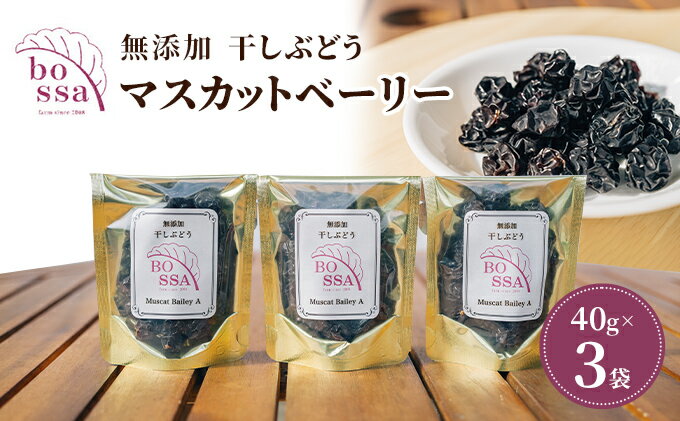 【ふるさと納税】無添加 干しぶどう ボッサの干しぶどう 40g×3袋 マスカットベーリーA（種あり）国産 レーズン ドライフルーツ 砂糖不使用/富山県黒部市 果物加工品 フルーツ加工品 甘さ控えめ おつまみ ポリフェノール 　お届け：2025年11月以降順次発送 サムネイル2
