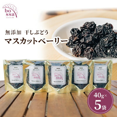無添加 干しぶどう ボッサの干しぶどう 40g×5袋 マスカットベーリーA（種あり）国産 レーズン ドライフルーツ 砂糖不使用/富山県黒部市 果物加工品 フルーツ加工品 甘さ控えめ おつまみ ポリフェノール 　お届け：2025年11月以降順次発送