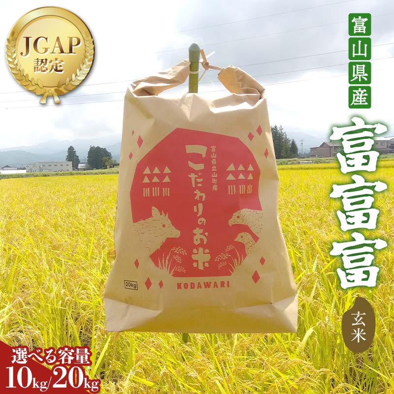 ＼選べる容量／《数量限定》令和7年度産 富富富 玄米 10kg / 20kg 米 お米 新米 ごはん おにぎり 富山 立山 北アルプス 健康志向 JGAP認定 F6T-847var