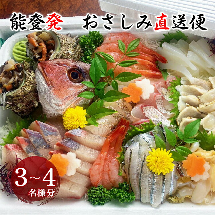【能登半島地震復興支援】能登産 お刺身盛り合わせセット☆楽天限定☆そのまま食べれる冷蔵便 「おさしみ直送便～海～」3～4名様分｜冷蔵 生 魚介 海鮮 さしみ 詰め合わせ 盛り付け 日本海 海の幸 シーフード 直送 能登湾 能登 復興 復興支援 石川県 七尾市