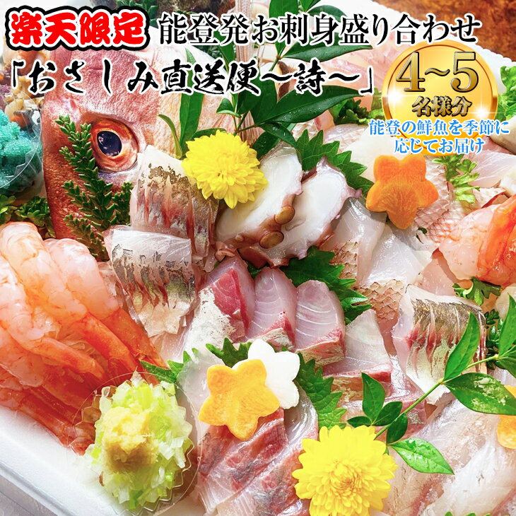 【能登半島地震復興支援】能登産 お刺身盛り合わせセット ☆楽天限定☆「おさしみ直送便～詩～」4～5名様分 ｜冷蔵 生 魚介 海鮮 さしみ 詰め合わせ セット 盛り合わせ 盛り付け 日本海 海の幸 シーフード 直送 能登湾 能登 復興 復興支援 石川県 七尾市