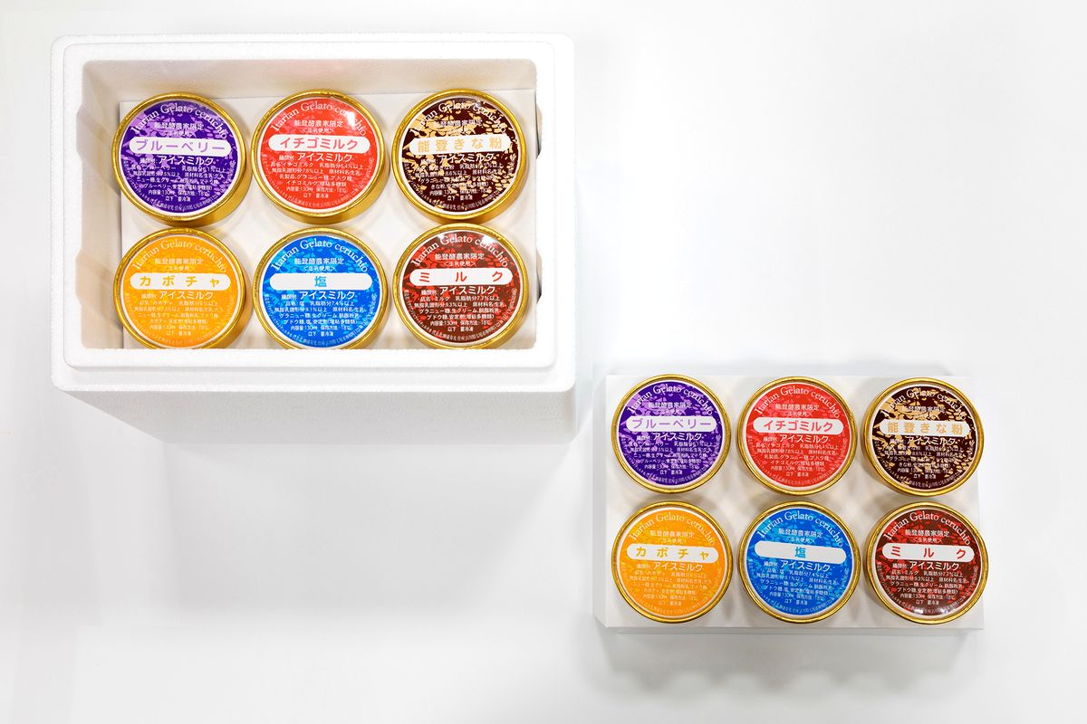 【ふるさと納税】【能登半島地震復興支援】スイーツ アイスクリーム / チェルキオ 能登生乳 ジェラート セット 12個入り（ミルク・塩・ブルーベリー・イチゴミルク・キナコ・カボチャ 各2個）｜石川県 七尾市 能登 サムネイル3