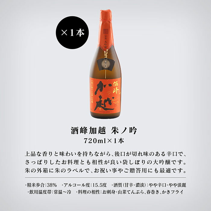 【ふるさと納税】 酒峰加越（朱ノ吟・黒ノ滴・紫ノ氣）大吟醸720mL　3本セット 060012【加越】 サムネイル2