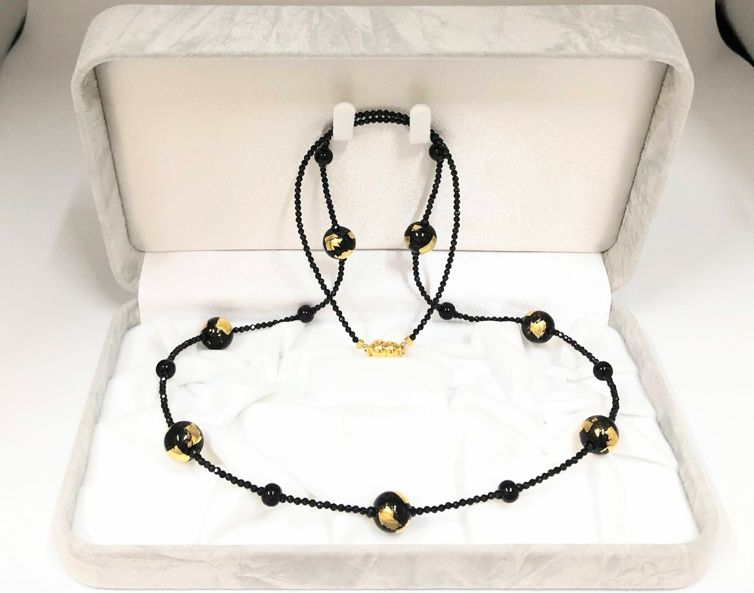 【ふるさと納税】輪島うるし塗 HAKU ネックレス (選べる 黒金箔 白金箔）アクセサリー フォーマル レディース 金箔 輪島 漆塗り 漆 天然漆 天然石 金沢箔 石川県 輪島市 サムネイル3