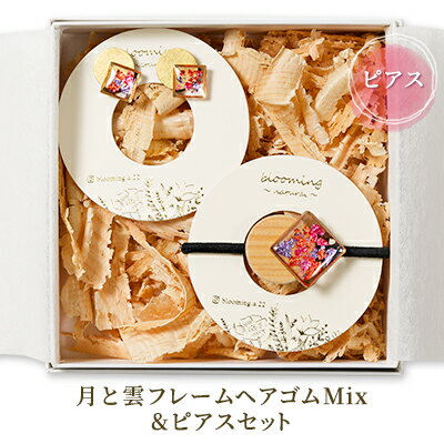 月と雲フレームヘアゴムMix＆ピアスセット アクセサリー 小物 ヘアアクセサリー おしゃれ 華やか ファッション小物 装飾品