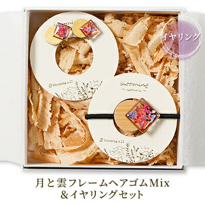 月と雲フレームヘアゴムMix＆イヤリングセット アクセサリー 小物 ヘアアクセサリー おしゃれ 華やか ファッション小物 装飾品