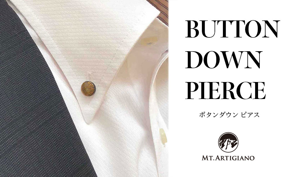 ボタンダウンピアス Traditional 波 青海波 黒蝶貝 漆 蒔絵 ドレスピアス ピンブローチ タイタック アクセサリー 伝統工芸 工芸品うるしアート 能登半島地震復興支援 F6P-0371