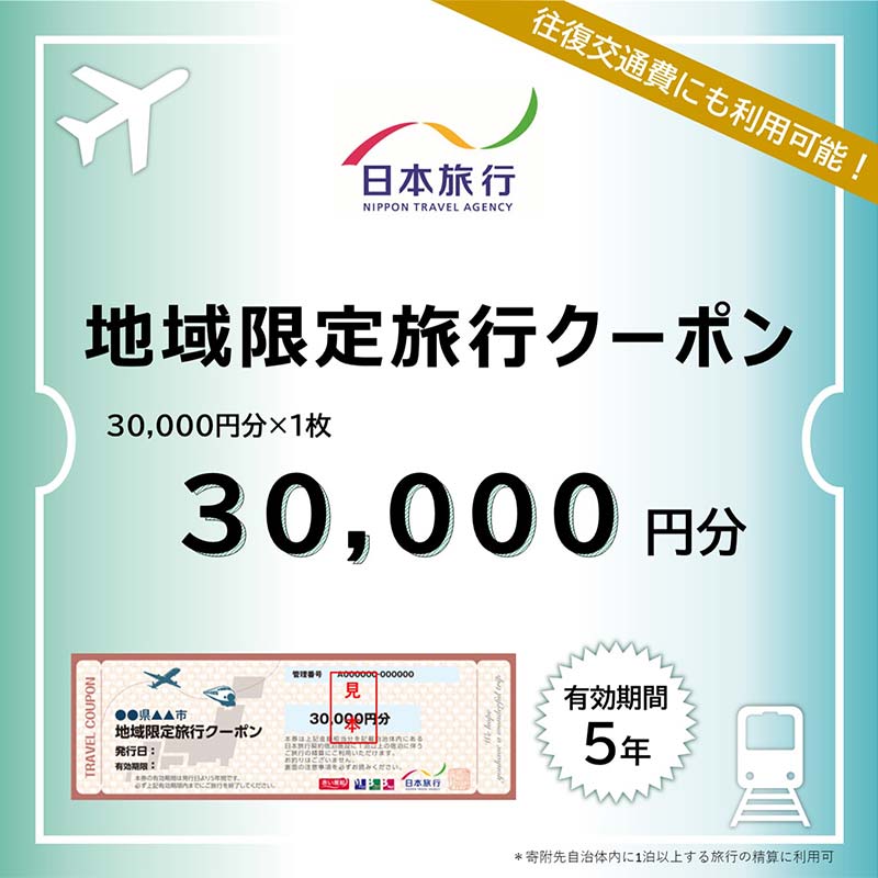 日本旅行 地域限定旅行クーポン 30,000円分 旅行 クーポン 利用券 チケット 旅行クーポン 宿泊 宿 旅館 ホテル レジャー 体験 交通 観光 トラベル 加賀市 能登半島地震復興支援 F6P-1019