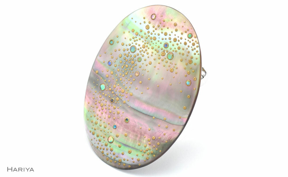 【ふるさと納税】天の川蒔絵 黒蝶貝ブローチ 蒔絵 漆 黒蝶貝 オリーブの木 フクロウ ふくろう ハンドメイド ブローチ アクセサリー ギフト 伝統工芸 工芸品 国産 能登半島地震復興支援 F6P-1148 サムネイル2