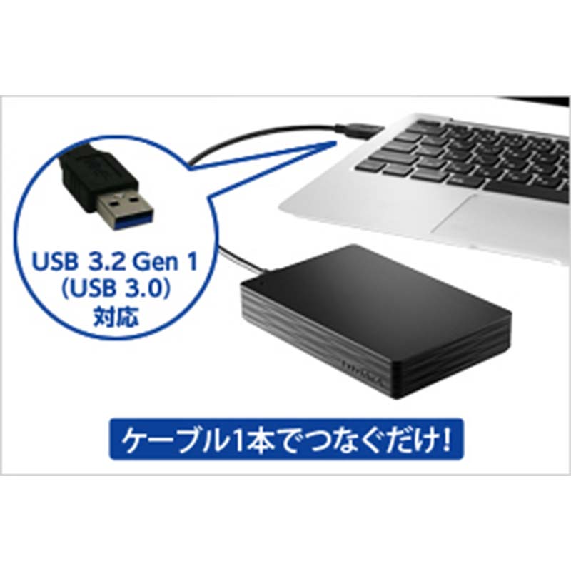 【ふるさと納税】【選べる容量】IOデータ USB 3.2 Gen 1(USB 3.0)対応ポータブルハードディスク（1TB～5TB）ポータブル ブラック F6P-1619ver サムネイル3