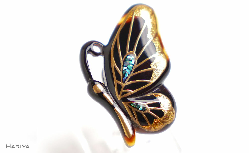 【ふるさと納税】蝶蒔絵 べっ甲ピンブローチ 桐箱付き 蒔絵 漆 べっ甲 蝶 ハンドメイド ピンブローチ アクセサリー ギフト 伝統工芸 工芸品 国産 能登半島地震復興支援 F6P-1699 サムネイル3