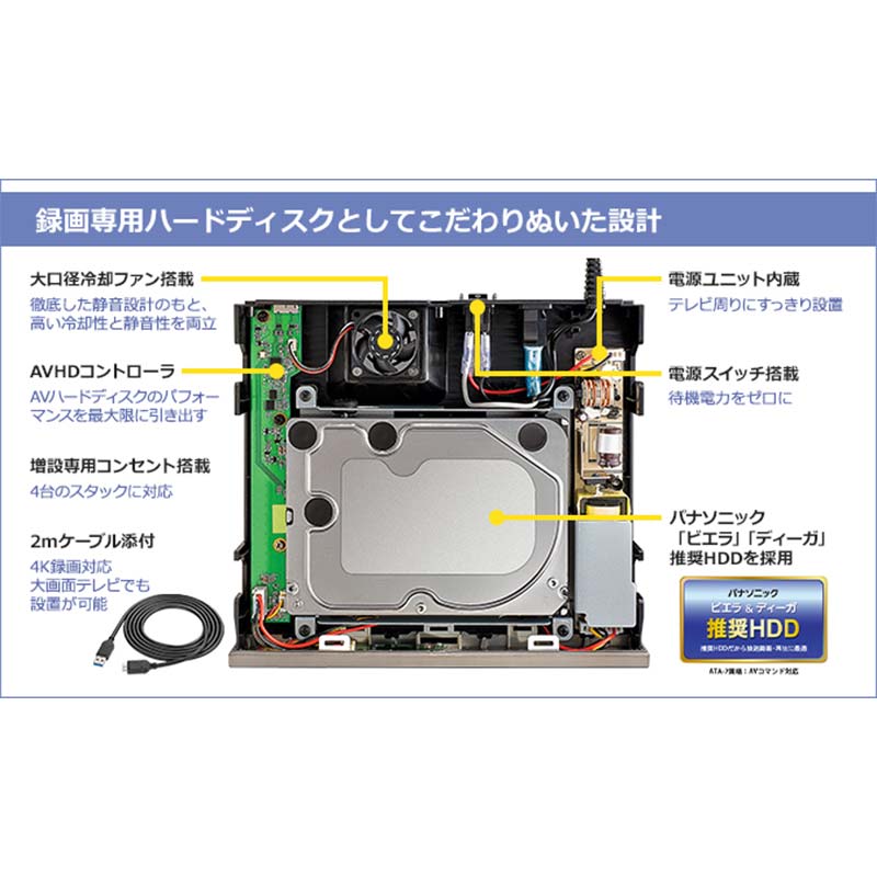 【ふるさと納税】【選べる容量】IOデータ USB 3.2 Gen 1(USB 3.0)対応録画用外付けHDD ［据え置き型］ ブラック ［4TB・6TB］据え置き 録画用HDD F6P-1772var サムネイル3