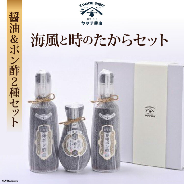 醤油 ポン酢 海風と時のたから 200ml 昆布ポン酢 300ml 梅ポン酢 300ml 3種セット 計800ml 詰め合わせ [近岡屋醤油 ヤマチ醤油 石川県 宝達志水町 38601211] しょうゆ 調味料酢 ぽんず ポンズ ぽん酢 化粧箱 お試し おためし 食べ比べ