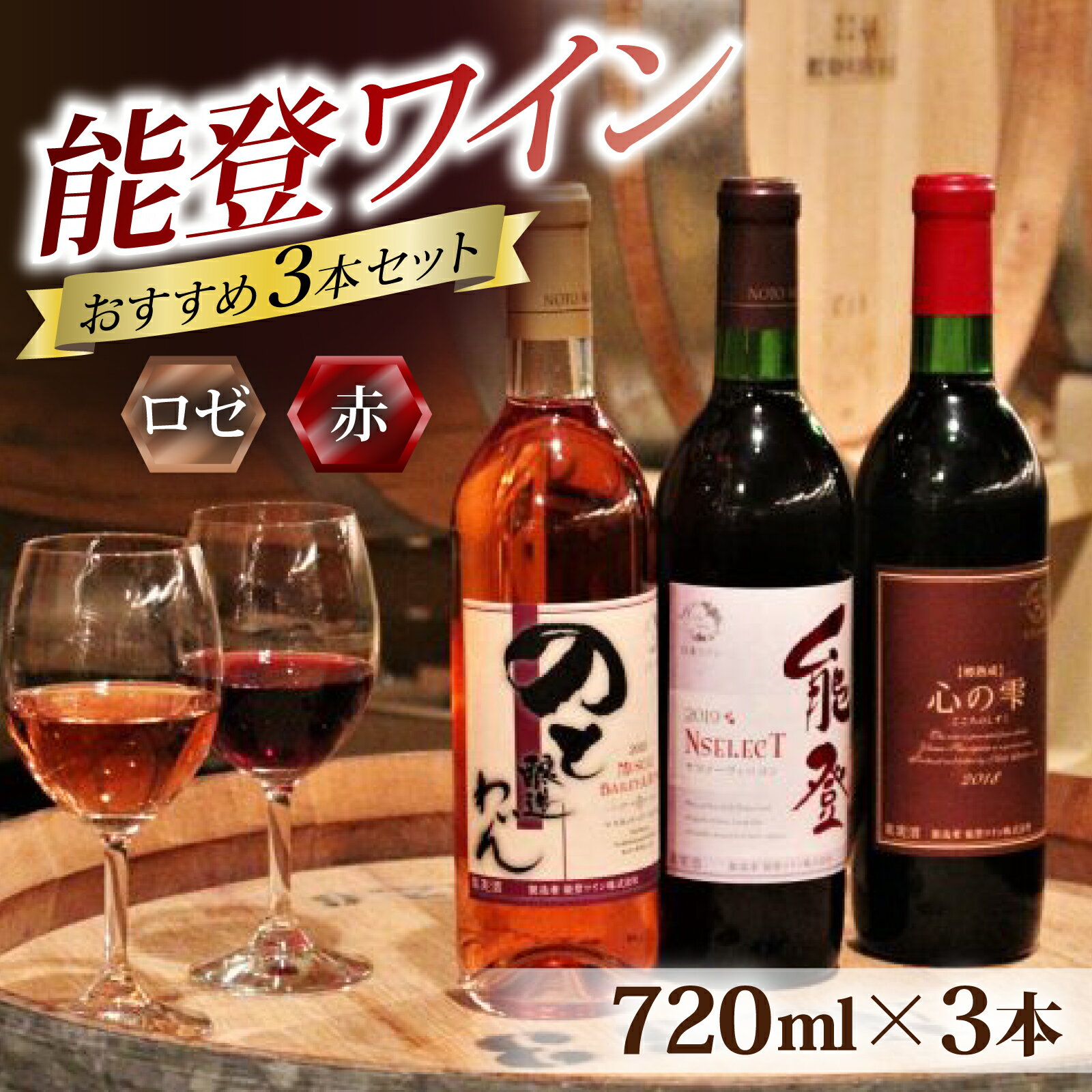 【先行予約】能登ワイン3本セットB【2025年12月以降順次発送】/ ワイン わいん 赤 白 ロゼ ぶどう ブドウ 葡萄 熟成 牡蠣 かき カキ 能登 奥能登 テロワール 畑 送料無料