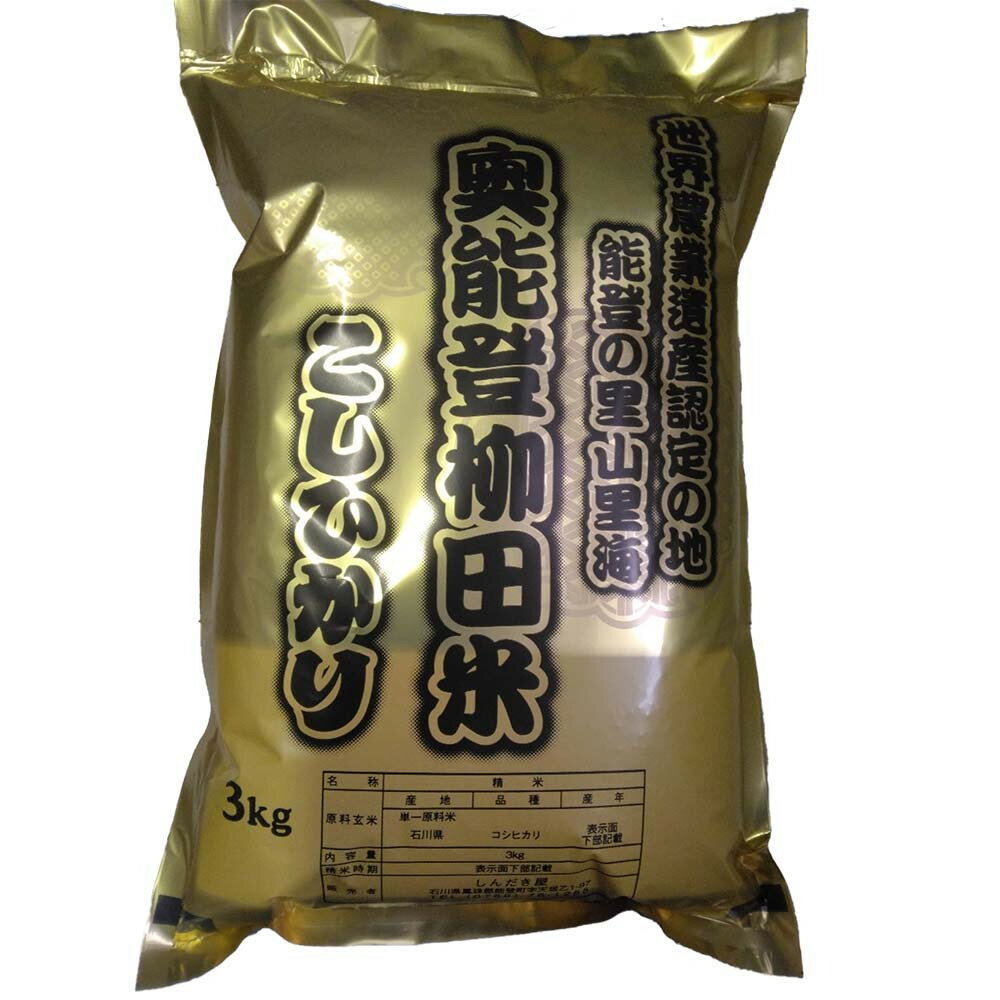 【復興支援】【令和7年度産】奥能登柳田米B4＜定期便＞3kg×3回