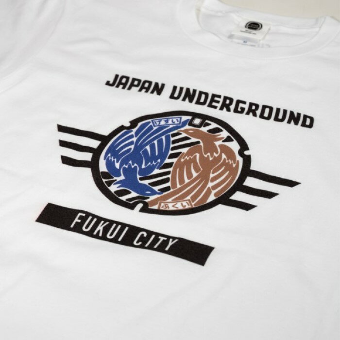 福井市 マンホールTシャツ 白 Mサイズ / Tシャツ 白 ホワイト 福井 デザインマンホール マンホール アパレル ブランド M コットン100% 国内生産 送料無料 [A-101004]