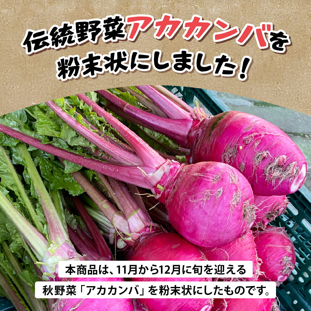 【ふるさと納税】アカカンバ パウダー（葉・実）セット【杉箸アカカンバ 赤かぶ 赤カブ 伝統野菜 加工食品 NEW 新規】 - 画像2