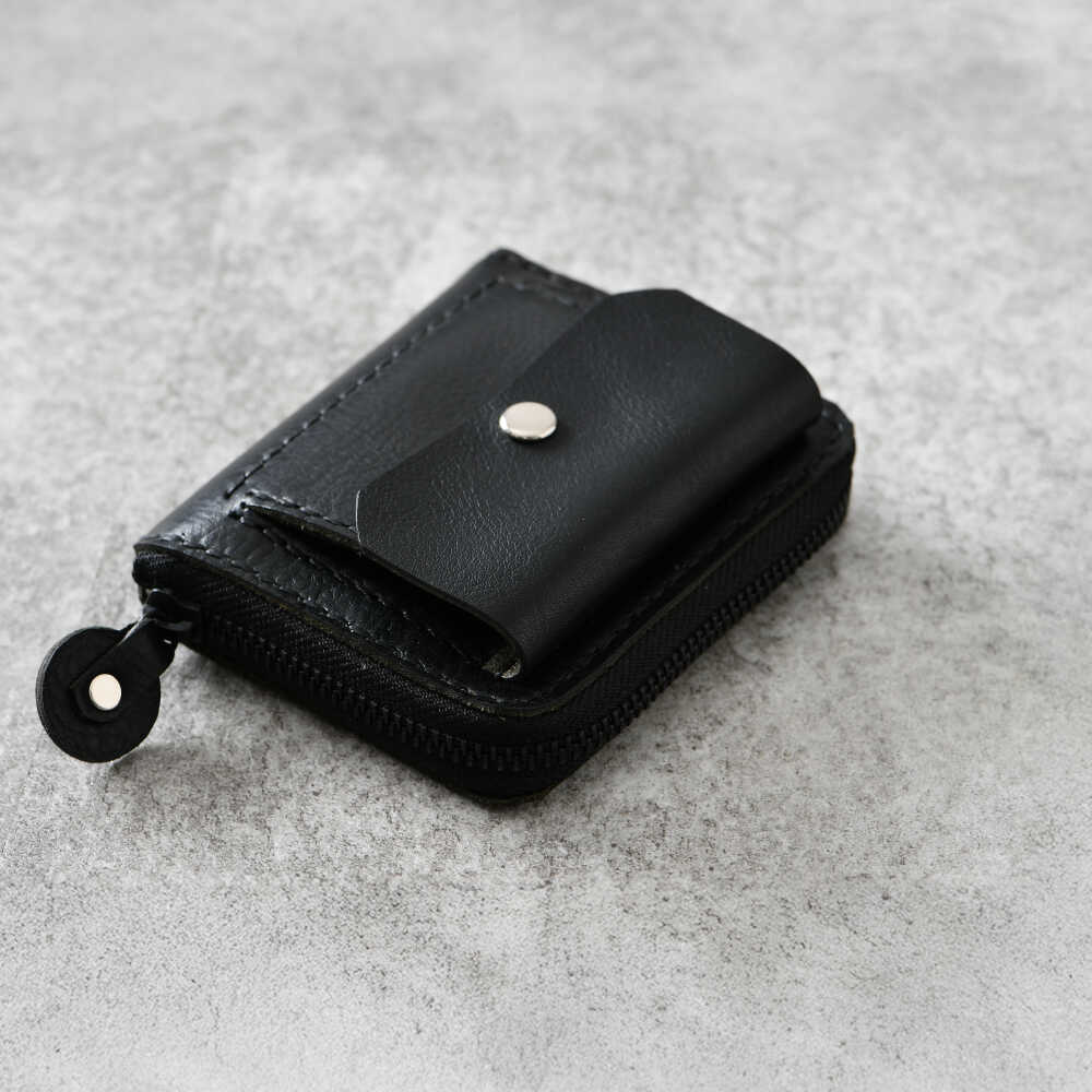 【ふるさと納税】ミニウォレット OTETE (おてて) 【ブラック】 小銭入れあり カード収納あり / コンパクト 財布 本革 手のひらサイズ 小浜市 / topiv[BFAI003] サムネイル2