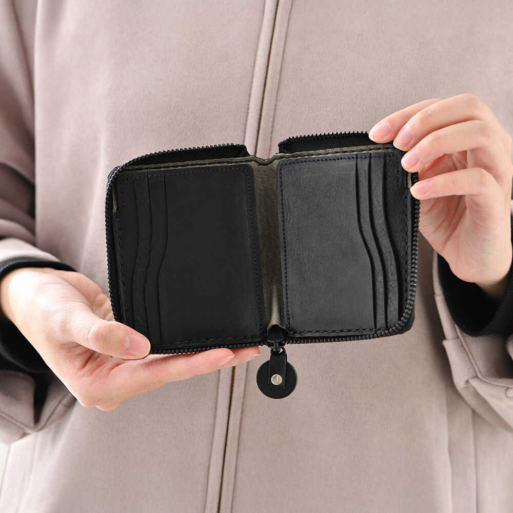 【ふるさと納税】ミニウォレット OTETE (おてて) 【ブラック】 小銭入れあり カード収納あり / コンパクト 財布 本革 手のひらサイズ 小浜市 / topiv[BFAI003] サムネイル3