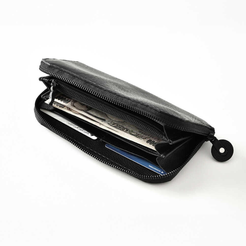 【ふるさと納税】ロングウォレット 【ブラック】 本革 イタリアンレザー / 長財布 ファスナー付き カード8枚収納 お札入れ3 小銭入れあり 小浜市 / topiv[BFAI007] サムネイル3