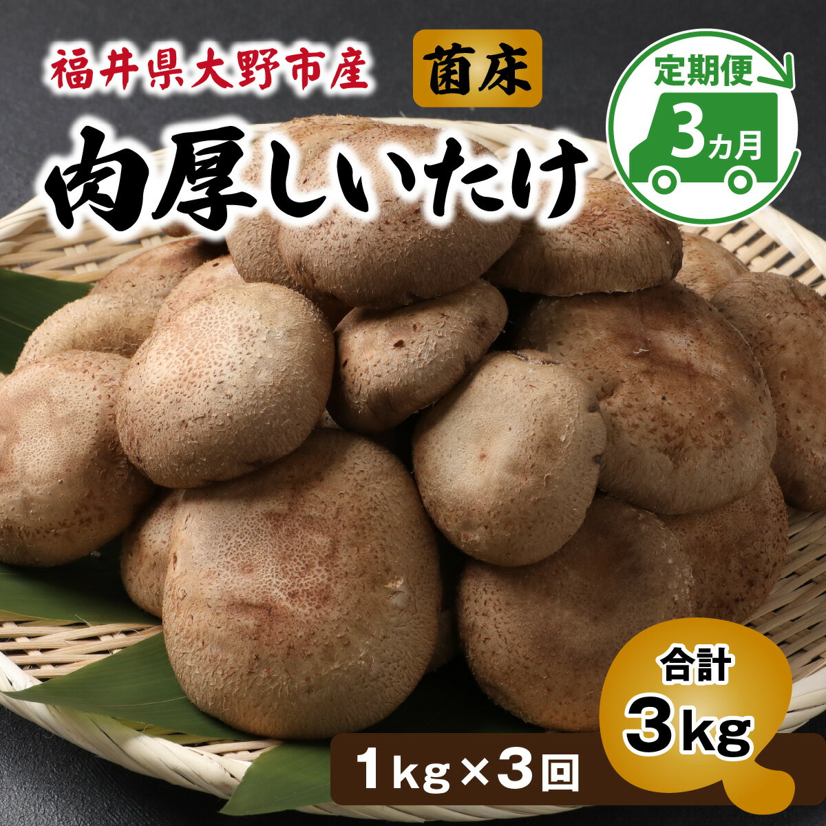 【ふるさと納税】【3ヶ月定期便】菌床肉厚しいたけ（福井県大野市産）1kg×3回 計3kg[B-003013］ - 画像2