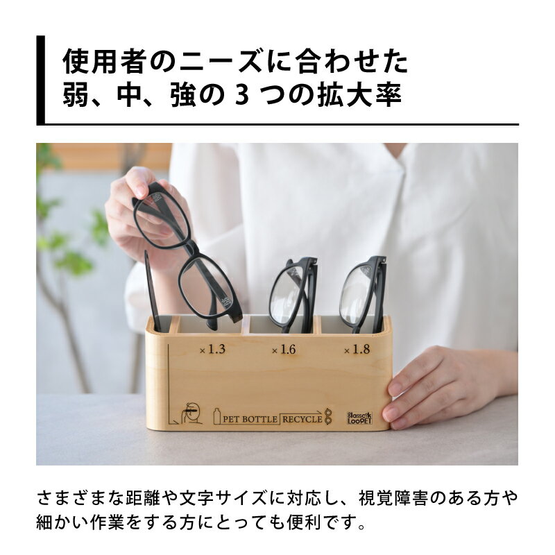 【ふるさと納税】スタンド付きPETリサイクル強、中、弱メガネ型ルーペ＋ピント [D-09301] /眼鏡 めがね メガネ サングラス ルーペ SDGs 環境保護 持続可能社会 地域貢献 おしゃれ ファッション 福井県鯖江市 サムネイル3